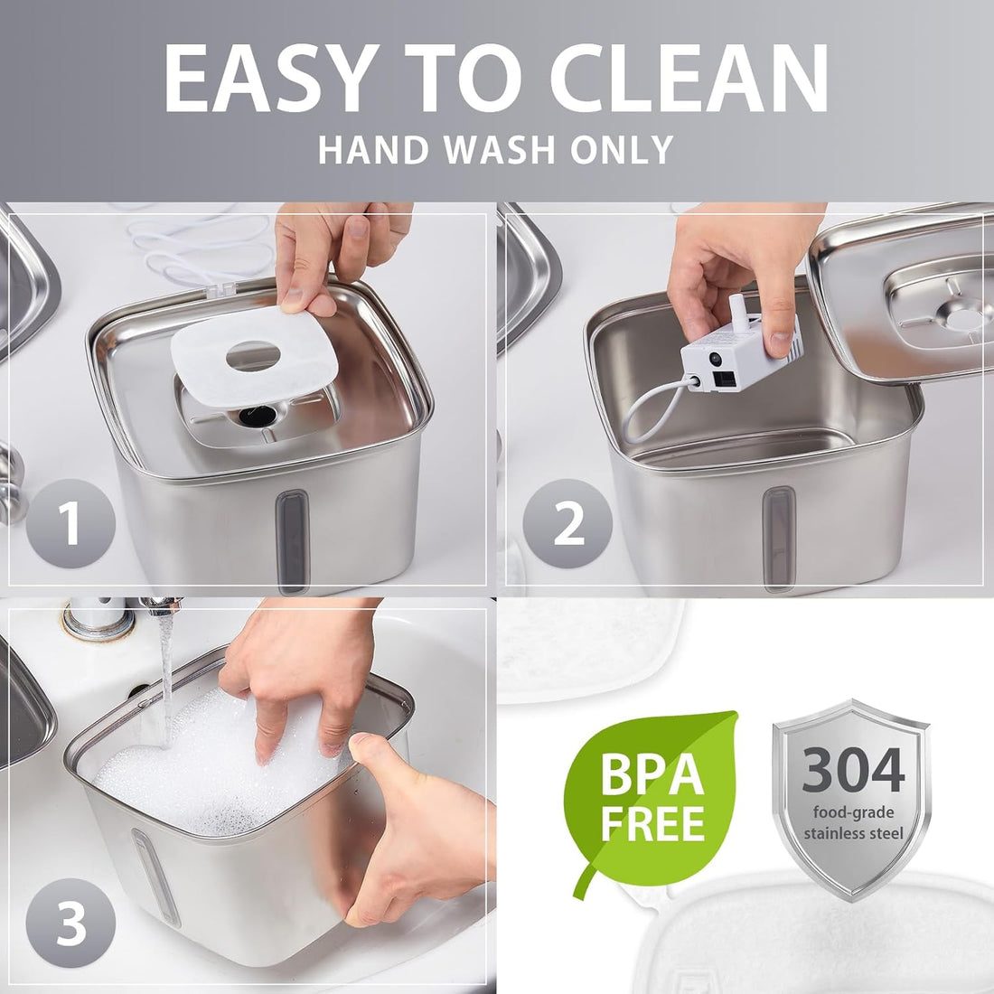 Veken Stainless Steel Cat & Dog Water Fountain