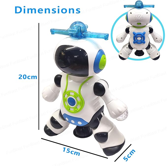 FunBlast Dancing Robot Toy | Interactive Music & Light Robot | 360° Dance Moves | Rechargeable Smart Toy for Kids
