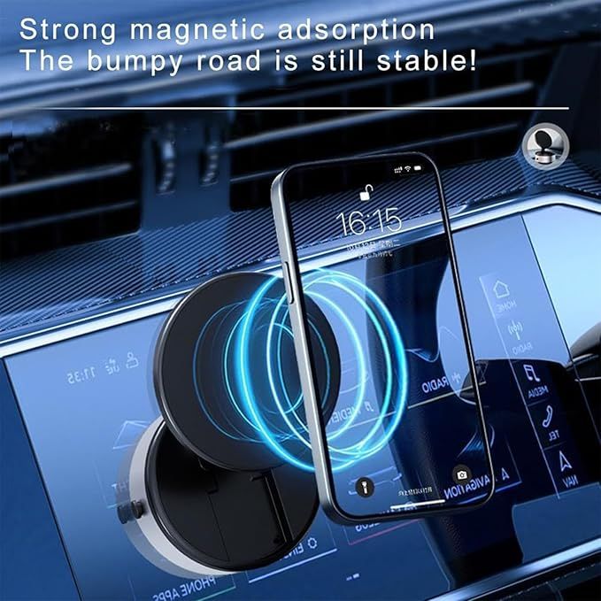 Magnetic Suction Car Phone Mount – Ultra-Strong Grip, 360° Rotation & One-Touch Installation